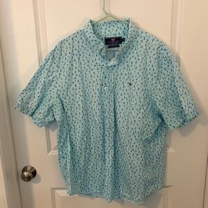 Vineyard Vines Men's Light Blue Tropical Print Shirt